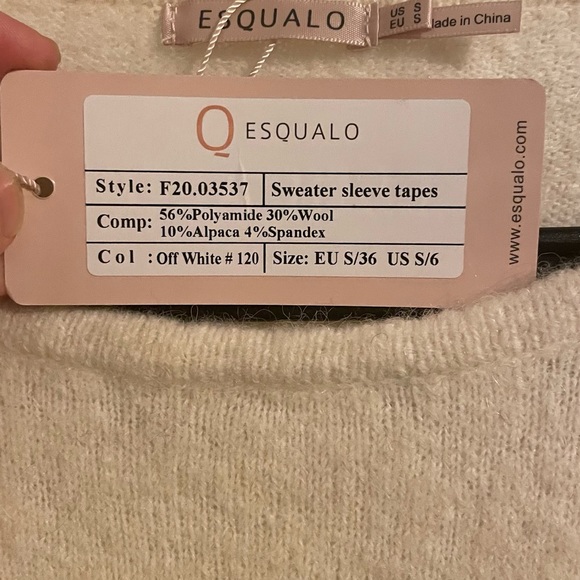 Off White Wool & Alpaca Wool Sweater with glitter tapes - Picture 2 of 2